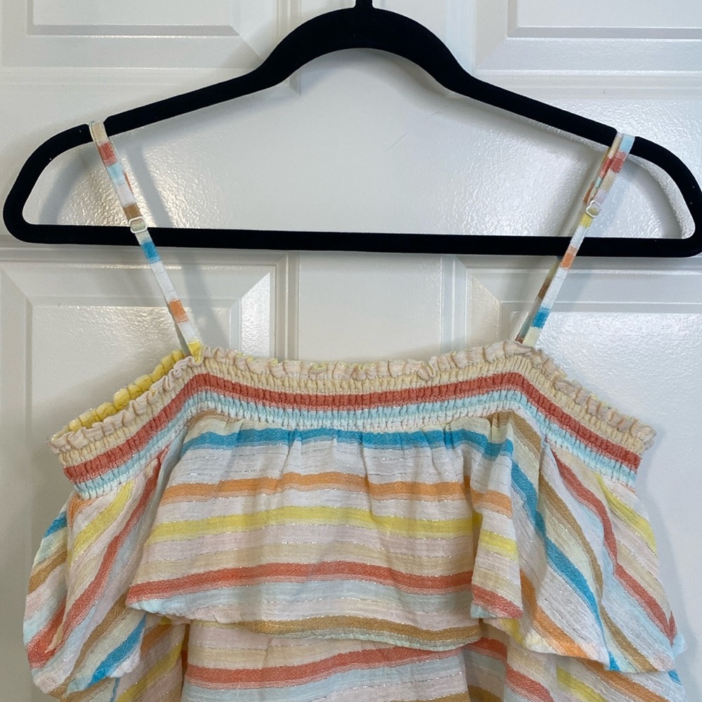 Lovers + Friends Womens Mini “Liv Dress” Layered Ruffles, Spring Rainbow, Large - Picture 8 of 10